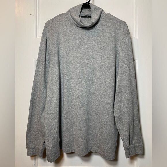 THEORY Men’s Air Cashmere Funnel Neck Long Sleeve Tee Gray Melange Sz XL - Picture 2 of 11
